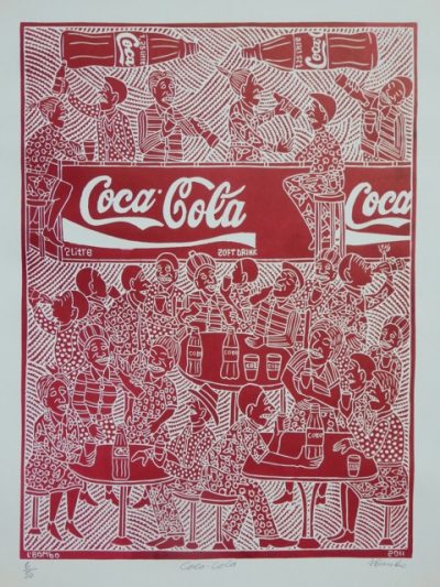 “Coca Cola” – Linocut Print by Lucas Bambo