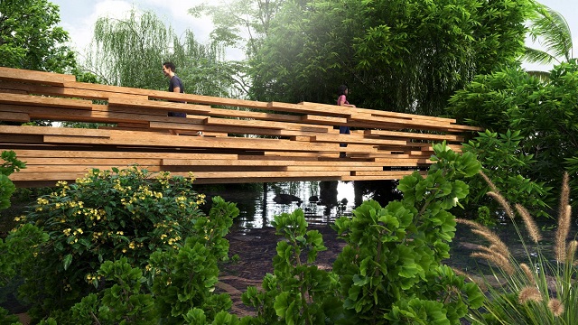 Paul Cocksedge to install CLT bridge over Liesbeek River